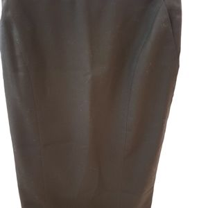 Skirt 8P Brown 98% Wool Back Zip MIDI Lined Harve Benard